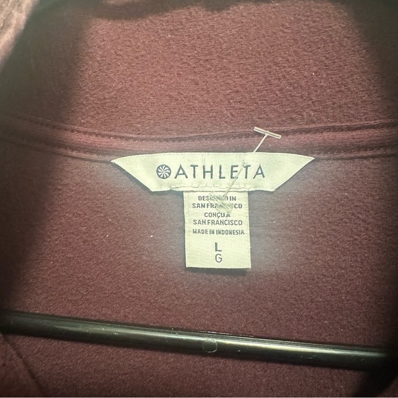 Athleta Cozy Sherpa Snap Sweatshirt  Spiced Cabernet Size Large NWOT - Picture 3 of 7